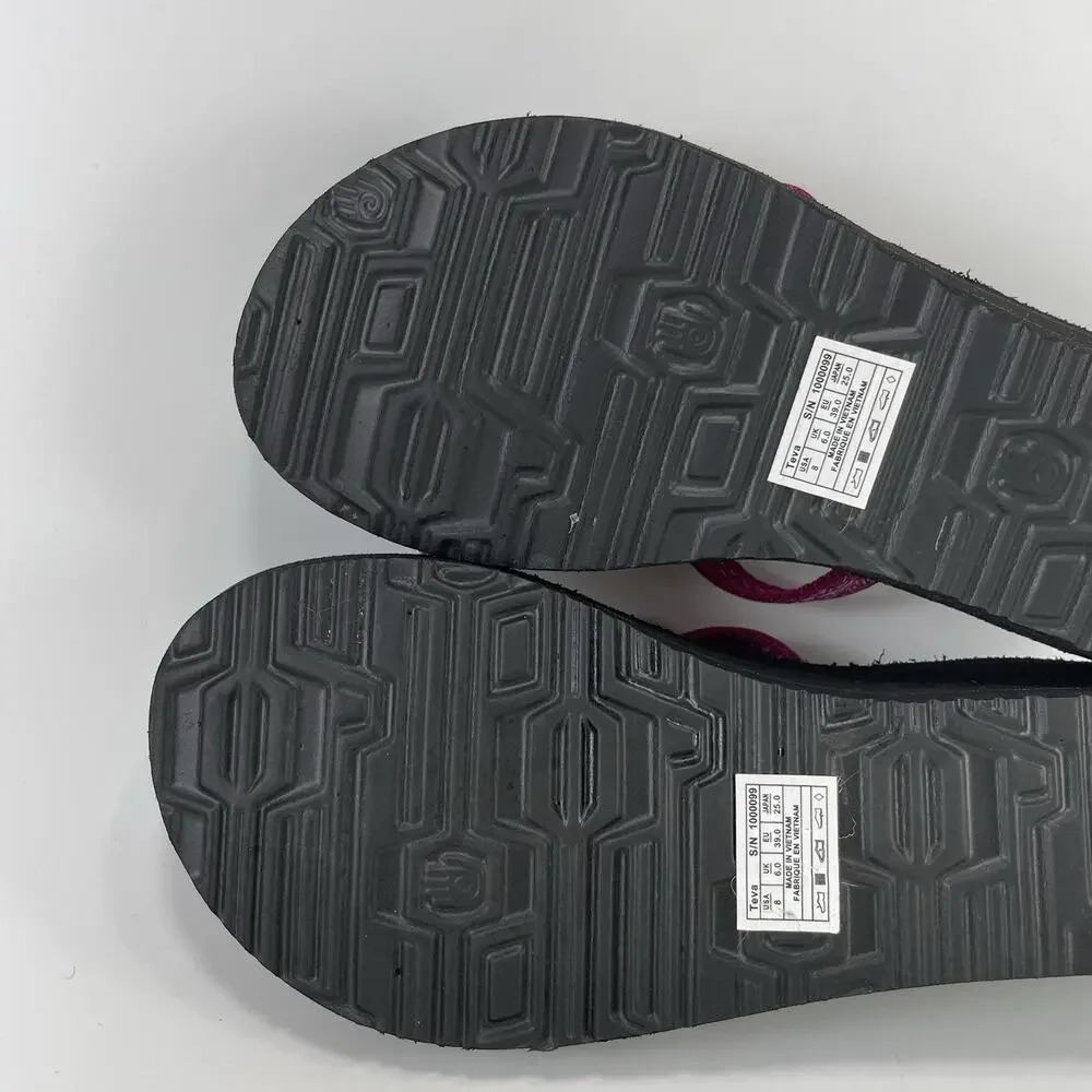Teva Olowahu Crisscross Strappy Platform Flip Flops Women Size 8 Magenta Pink